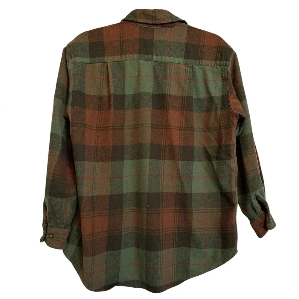 LIMITED Chinos Flannel Shirt Mens XS Green Brown Plaid Cotton Button Front - Picture 2 of 7
